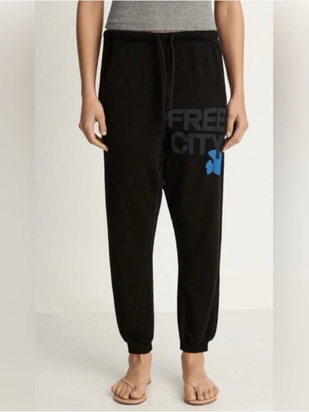 freecity Black Sweatpants with Blue Logo